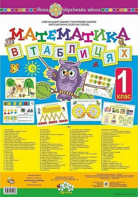 Бумажная книга «Математика в таблицях. 1 клас», авторов Наталья Будная, Наталия Шост - фото №1