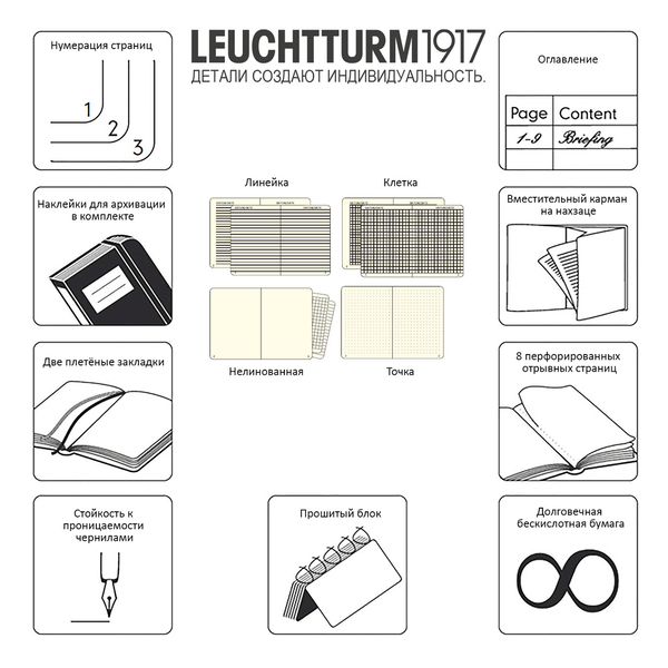  «Блокнот Leuchtturm1917 в клетку Винный (359694)», бренда Leuchtturm1917 - фото №1