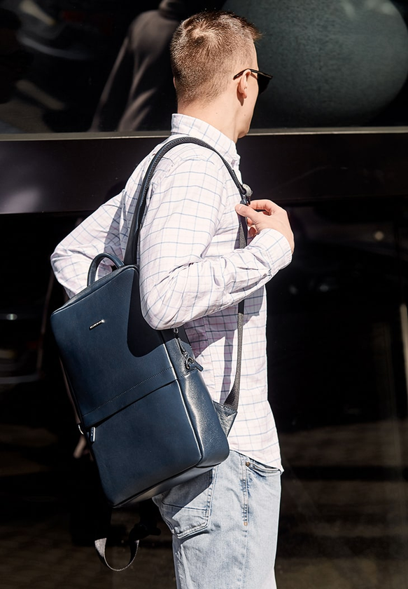  «Рюкзак BlankNote Foster Темно-синий (BN-BAG-39 -navy-blue)», бренда BlankNote - фото №1