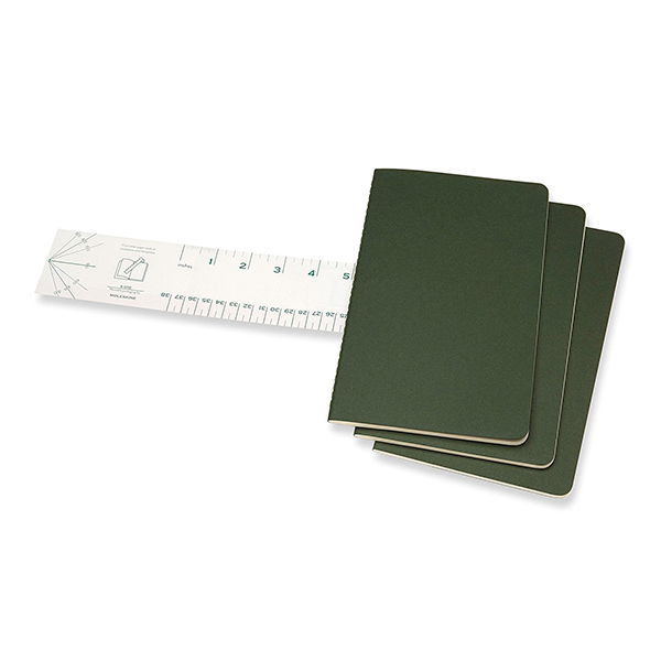  «Блокнот средний Moleskine Cahier зеленый 3 шт (CH017K15)», бренда Moleskine - фото №1