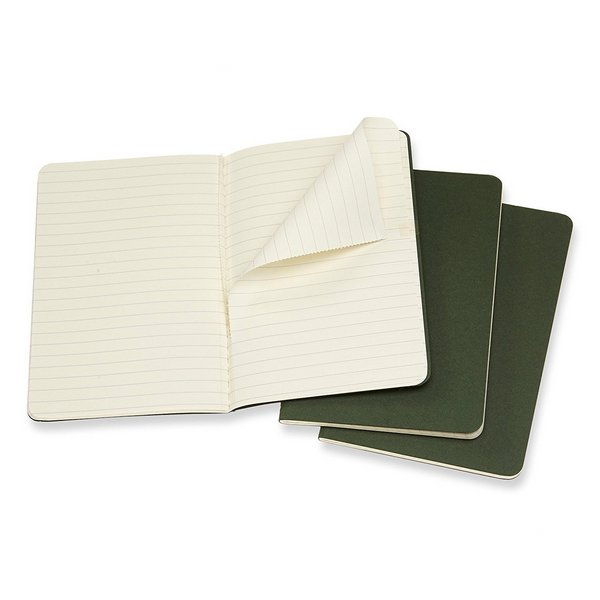  «Блокнот большой Moleskine Cahier зеленый 3 шт (CH021K15)», бренда Moleskine - фото №1