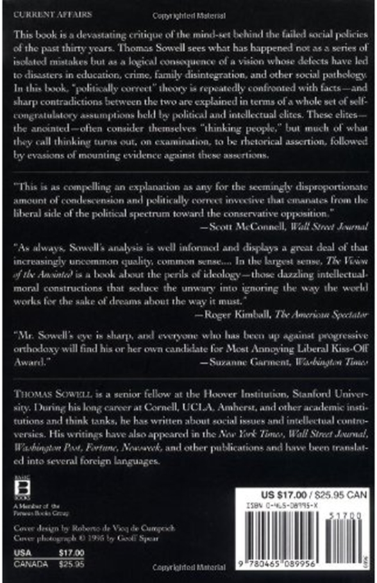 Бумажная книга «The Vision of the Anointed : Self-Congratulation as a Basis for Social Policy», автор Томас Соуэлл - фото №1