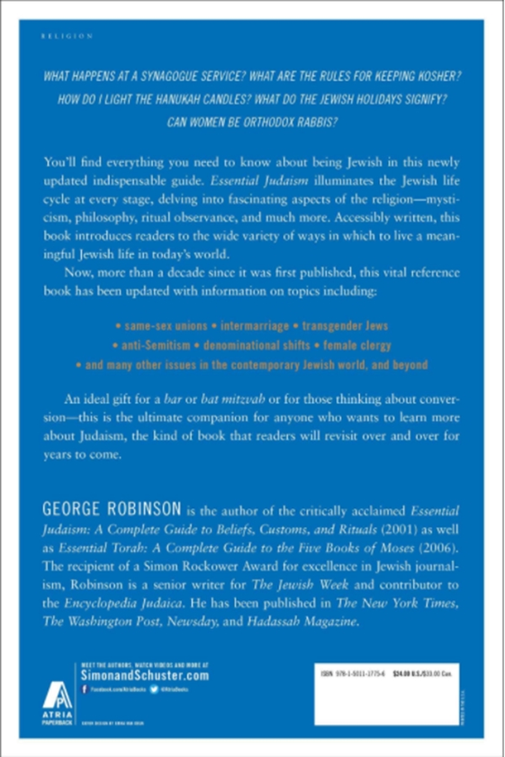 Паперова книга «Essential Judaism: Updated Edition : A Complete Guide to Beliefs, Customs & Rituals», автор Джордж Робінсон - фото №1