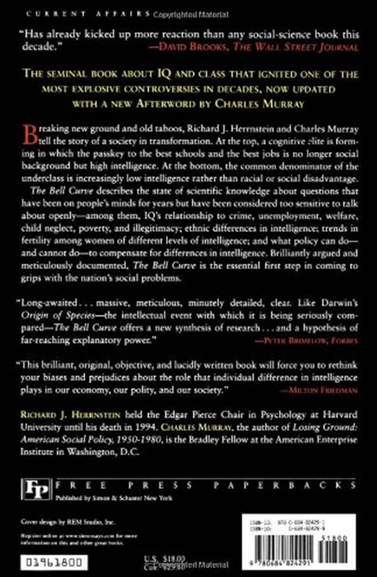 Паперова книга «The Bell Curve: Intelligence and Class Structure in American Life», авторів Річард Дж. Гернштейн, Чарльз Мюррей - фото №1