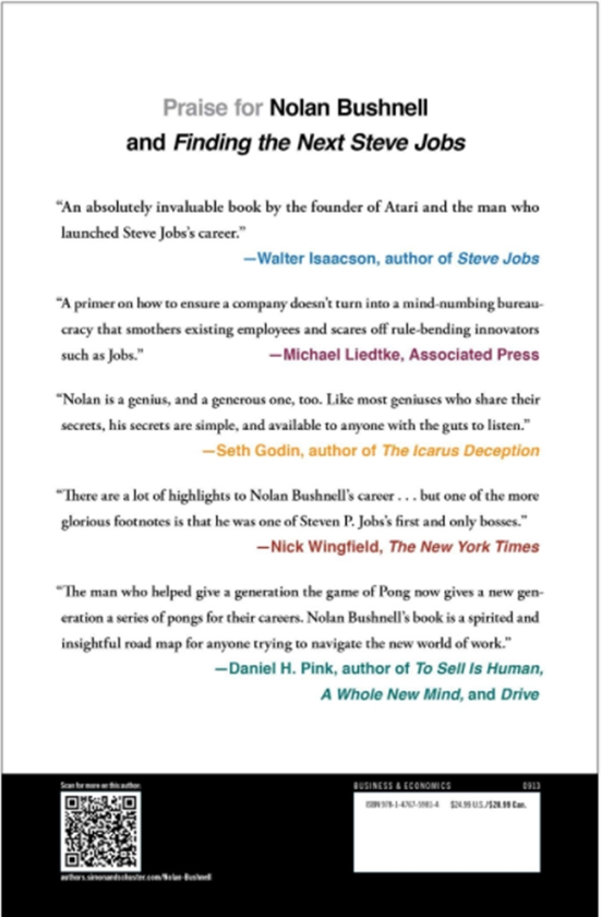 Бумажная книга «Finding the Next Steve Jobs : How to Find, Keep and Nurture Creative Talent», автор Нолан Бушнелл - фото №1