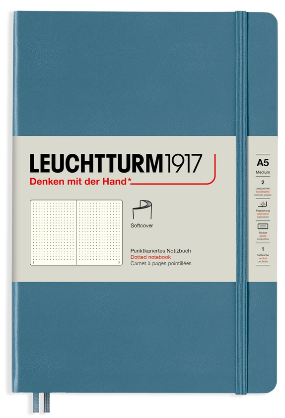  «Блокнот Leuchtturm1917 Rising Colours Stone Blue Точка (363399)», бренда Leuchtturm1917 - фото №1