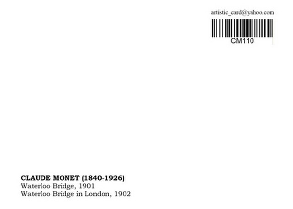 «Открытка Claude Monet - Waterloo Bridge (CM110)», бренда Artistic Card - фото №1