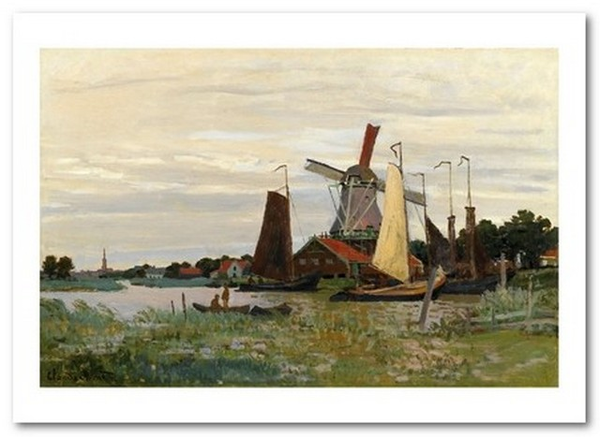 «Открытка Claude Monet - A Mill at Zaandam (CM131)», бренда Artistic Card - фото №1