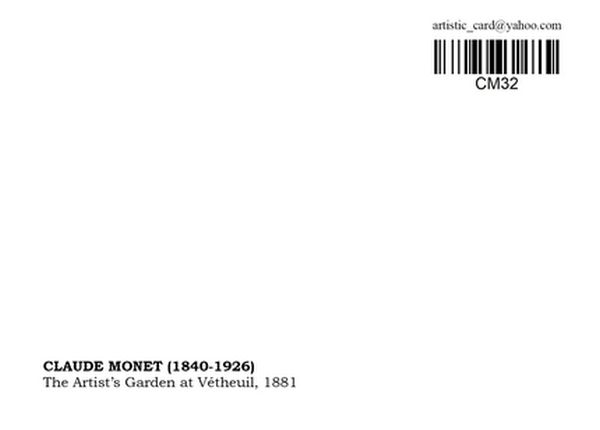 «Открытка Claude Monet - The Artist's Garden at Vetheuil (CM32)», бренда Artistic Card - фото №1