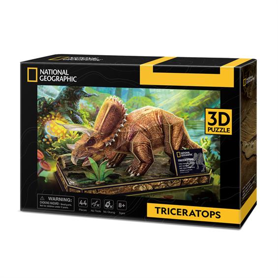  «Тривимірна головоломка-конструктор CubicFun National Geographic Dino Трицератопс (DS1052h)», бренда CubicFun - фото №1