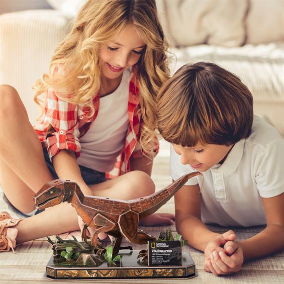  «Тривимірна головоломка-конструктор CubicFun National Geographic Dino Велоцираптор», бренда CubicFun - фото №1