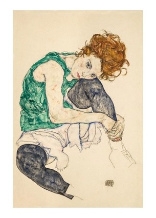  «Листівка Sitzende Frau mit hochgezogenem Knie, 1917 (ES06)», бренда Artistic Card - фото №1