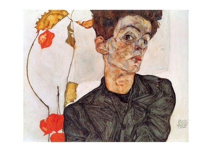 «Листівка Selbstporträt mit Physalis, 1912 (ES07)», бренда Artistic Card - фото №1