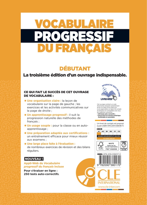 Бумажная книга «Vocabulaire progressif du français - Niveau débutant (A1) - Livre + Audio téléchargeable + Appli-web», автор Клэр Микель - фото №1