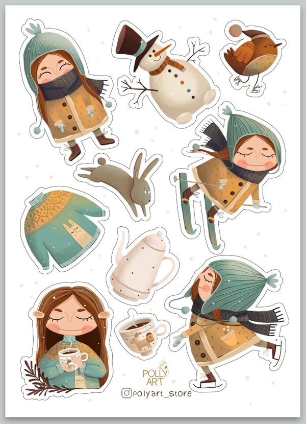  «Стікерпак PollyArt Зимова прогулянка», бренда PollyArt - фото №1