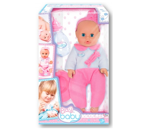  «Пупс Play Baby 32 см в розовом комбинезоне (32000)», бренда Play Baby - фото №1