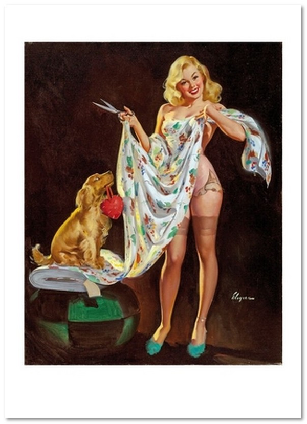  «Открытка Gil Elvgren — I'm Just Trying it for Sighs, Brown & Bigelow calendar illustration (GE31)», бренда Artistic Card - фото №1