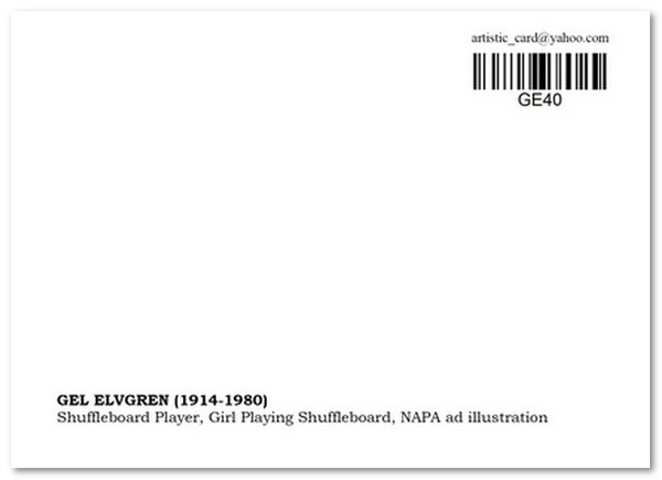 «Открытка Gil Elvgren — Shuffleboard Player, Girl Playing Shuffleboard, NAPA ad illustration (GE40)», бренда Artistic Card - фото №1