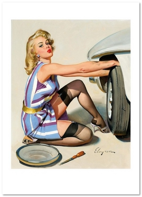 «Открытка Gil Elvgren — Quick Change, Brown & Bigelow calendar illustration (GE48)», бренда Artistic Card - фото №1