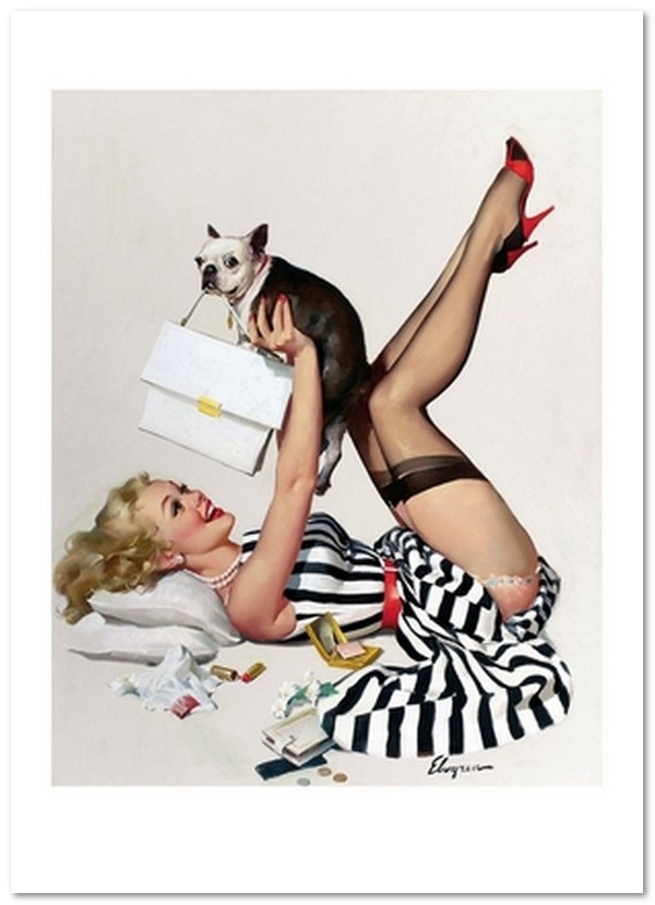 «Открытка Gil Elvgren — Lucky Dog (Dog Gone Robber) (GE68)», бренда Artistic Card - фото №1