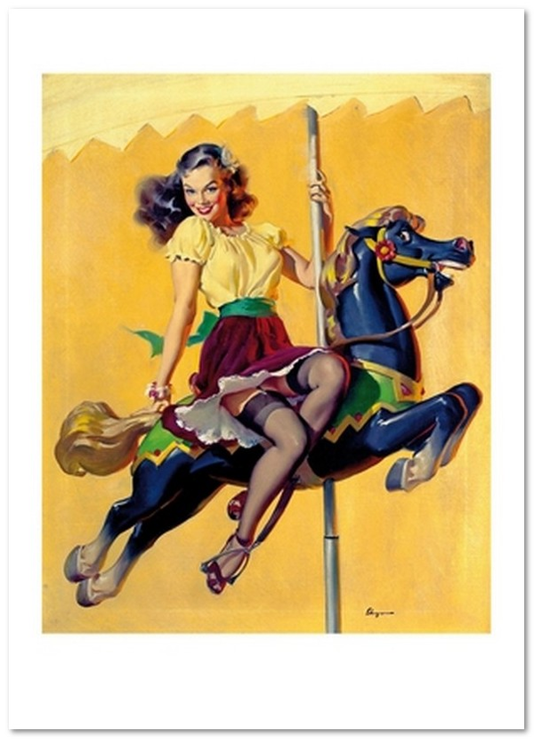  «Открытка Gil Elvgren — Let's Go Around Together, Brown & Bigelow calendar pin-up (GE71)», бренда Artistic Card - фото №1