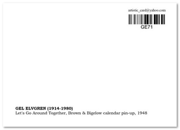  «Открытка Gil Elvgren — Let's Go Around Together, Brown & Bigelow calendar pin-up (GE71)», бренда Artistic Card - фото №1