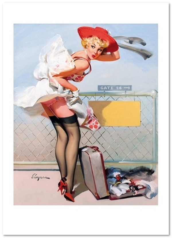 «Открытка Gil Elvgren — Up in the Air (Whooooooosh!) (GE78)», бренда Artistic Card - фото №1