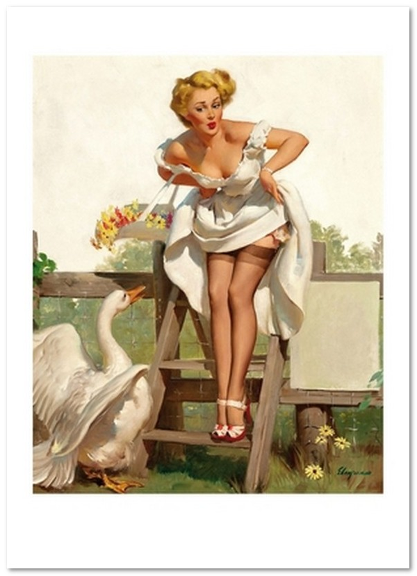  «Открытка Gil Elvgren — Worth a Gander, Brown and Bigelow calendar illustration (GE88)», бренда Artistic Card - фото №1