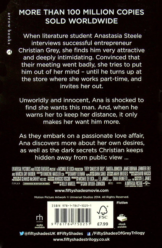 Бумажная книга «Fifty Shades of Grey», автор Э. Л. Джеймс - фото №1