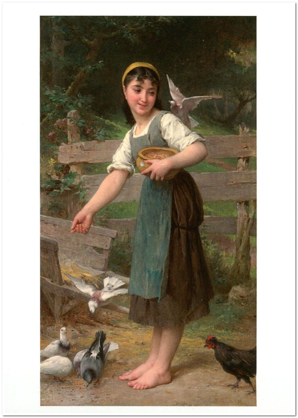 «Открытка Emile Munier — Feeding the Doves (EMU04)», бренда Artistic Card - фото №1