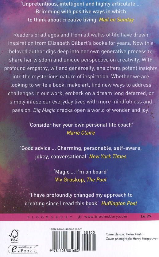 Паперова книга «Big Magic. Creative Living Beyond Fear», автор Елізабет Ґілберт - фото №1