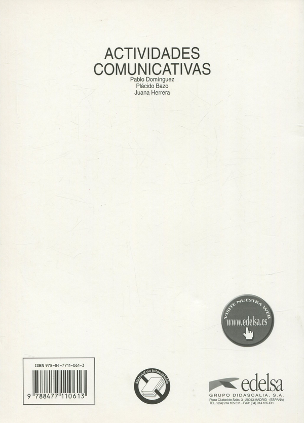 Бумажная книга «Actividades Comunicativas Alumno», авторов Пласидо Басо, Пабло Домингез, Хуана Херера - фото №1
