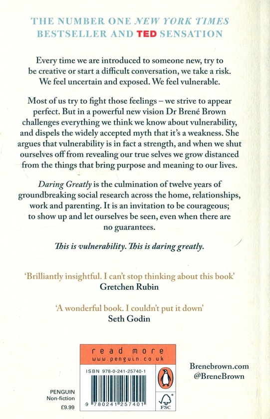 Паперова книга «Daring Greatly. How the Courage to Be Vulnerable Transforms the Way We Live, Love, Parent, and Lead», автор Брене Браун - фото №1