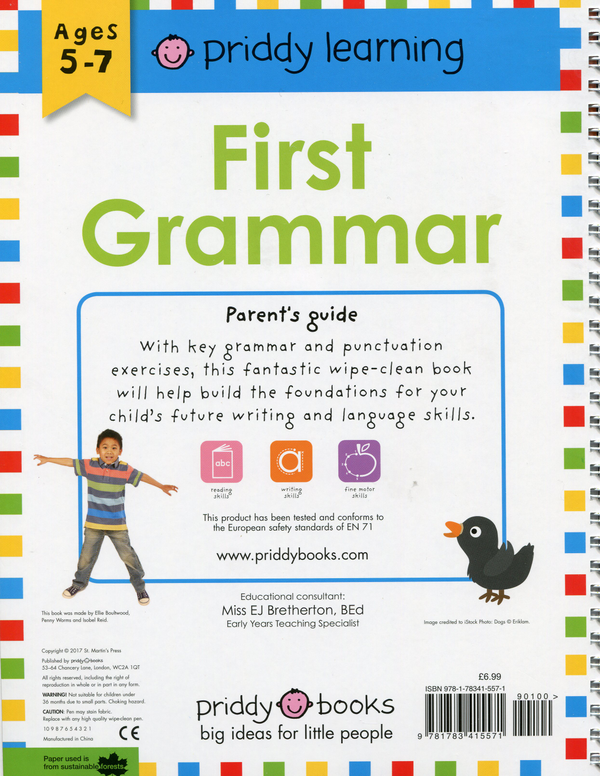 Паперова книга «Wipe clean book. Workbook First Grammar», автор Міс Бретертон - фото №1