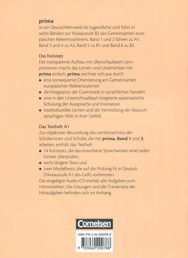 Паперова книга «Prima A1. Deutsch fur Jugendliche. Band 1/2. Testheft (+ CD)», автор Ярміла Антосова - фото №1
