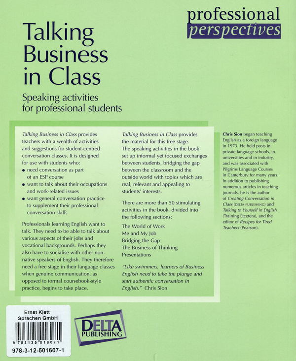 Бумажная книга «Talking Business in Class. Speaking activities for professional students», автор Крис Сайон - фото №1