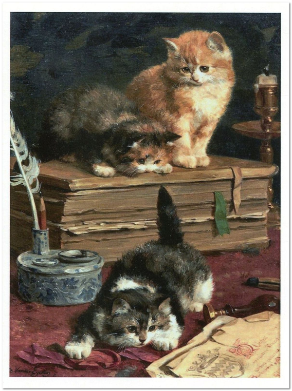  «Открытка Charles van den Eycken — Kittens Playing by an Inkwell (CE07)», бренда Artistic Card - фото №1