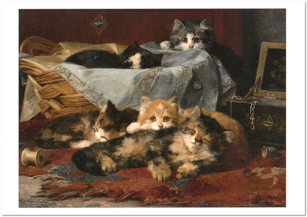 «Открытка Charles van den Eycken — Kittens in a Basket (CE06)», бренда Artistic Card - фото №1