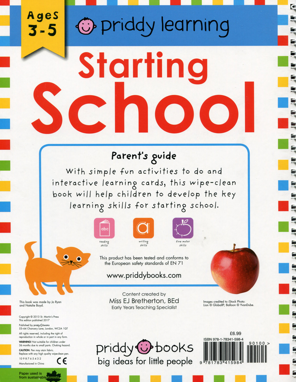 Паперова книга «Wipe clean book. Workbook starting school», автор Міс Бретертон - фото №1