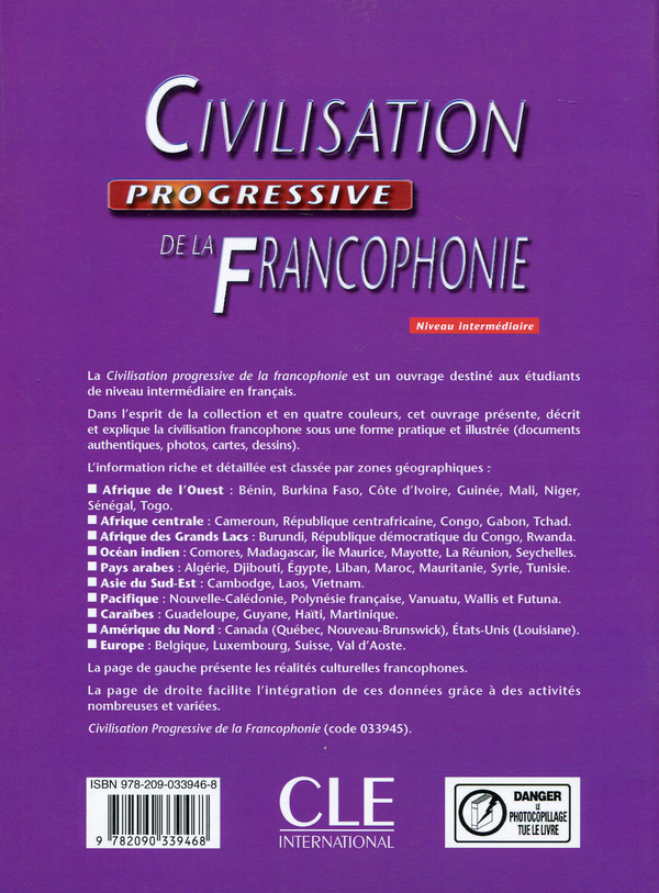 Паперова книга «Civilisation Progressive de La Francophonie Key (Intermediate) (French Edition) », автор Джексон Нутчіе Нікі - фото №1