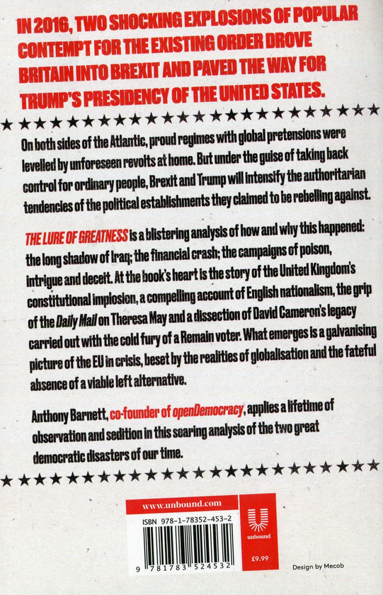Паперова книга «The Lure of Greatness: England's Brexit and America's Trump», автор Ентоні Барнетт - фото №1