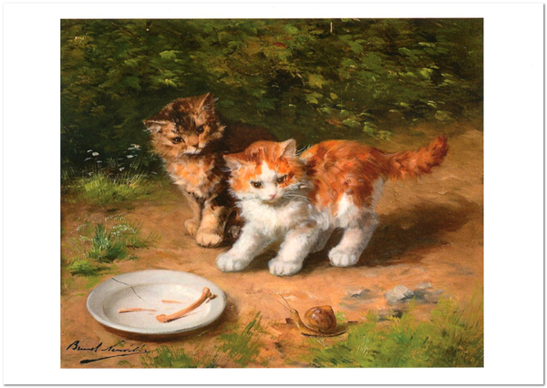  «Открытка Alfred-Arthur Brunel de Neuville — Two Kittens with a Snail (AN06)», бренда Artistic Card - фото №1