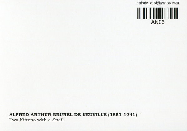  «Открытка Alfred-Arthur Brunel de Neuville — Two Kittens with a Snail (AN06)», бренда Artistic Card - фото №1