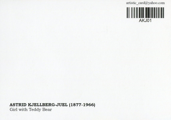 «Открытка Astrid Kjellberg-Juel — Girl with Teddy Bear (AKJ01)», бренда Artistic Card - фото №1