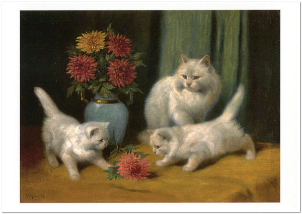 «Открытка Arthur Heyer — Kittens Playing with a Flower (AH03)», бренда Artistic Card - фото №1