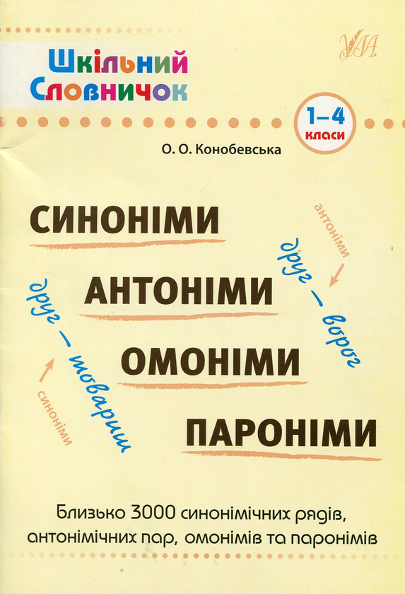 [object Object] «Синоніми, антоніми,омоніми, пароніми. 1-4 класи», автор Ольга Конобевская - фото №1