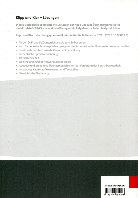 Бумажная книга «Klipp und Klar. Lösungen Übungsgrammatik Mittelstufe B2/C1», автор Христиан Фандрих - фото №1