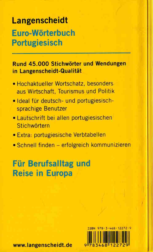 Бумажная книга «Langenscheidt Euro-Wörterbuch Portugiesisch: Portugiesisch-Deutsch/Deutsch-Portugiesisch » - фото №1