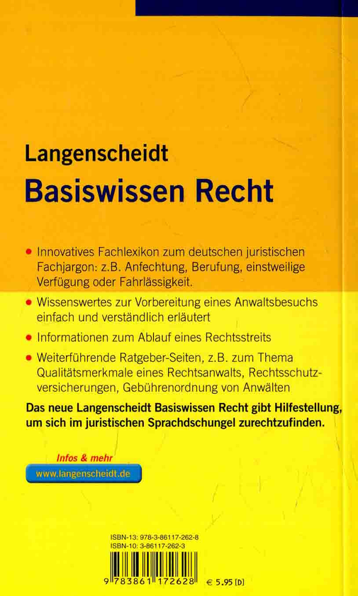 Паперова книга «Langenscheidt Basiswissen Recht: In Kooperation mit der Bundesrechtsanwaltskammer» - фото №1