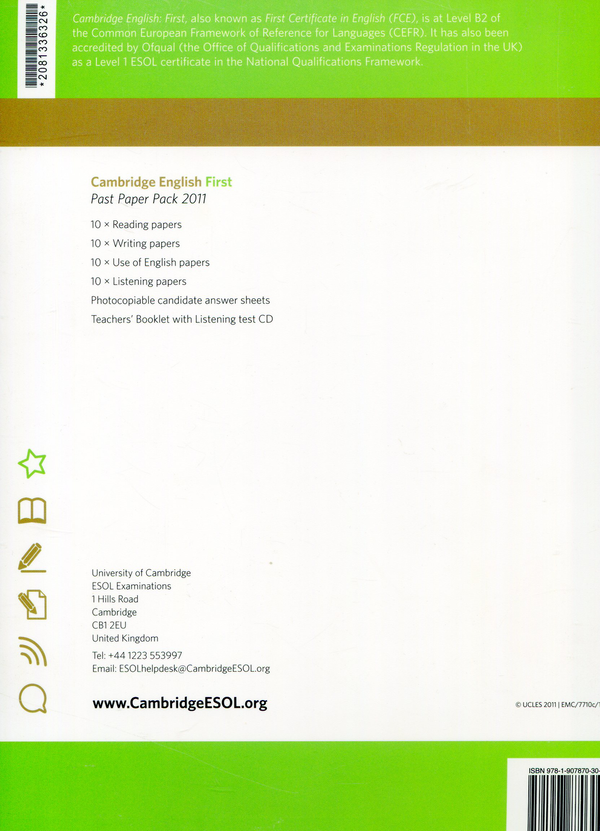 Бумажная книга «Cambridge English First Certificate in English. Past Paper Pack 2011 (FCE) (+ CD-ROM)» - фото №1